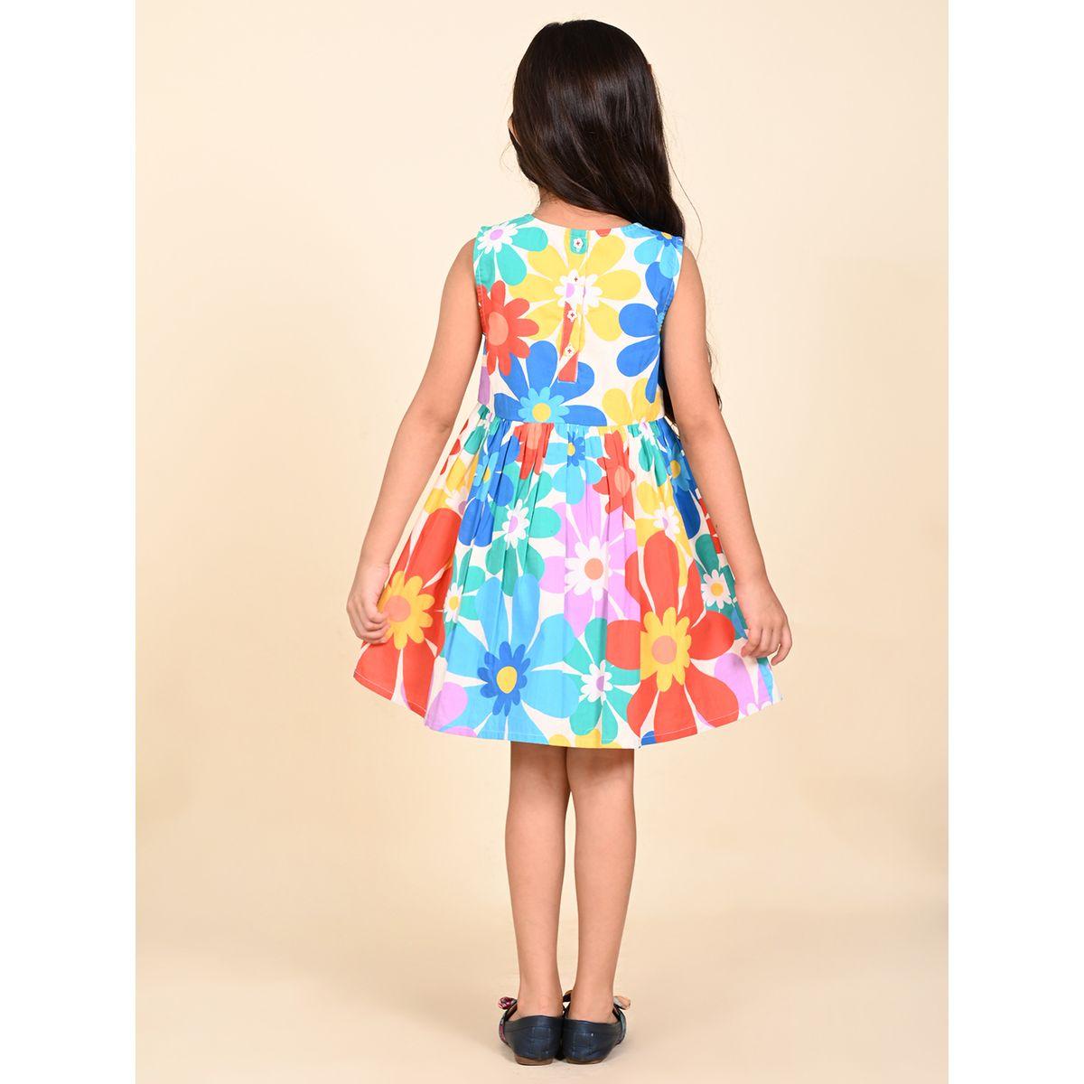 LilPicks Floral Print Bow Applique A-Line Dress-girls-clothing-dressesandjumpsuits-image-2