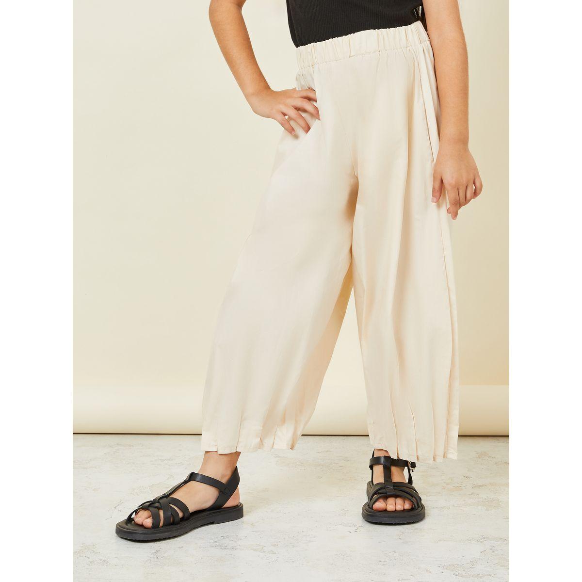 Styli Paperbag Waistband Pleated Hem Wide Leg Pants-girls-clothing-bottoms-trousers-image-2