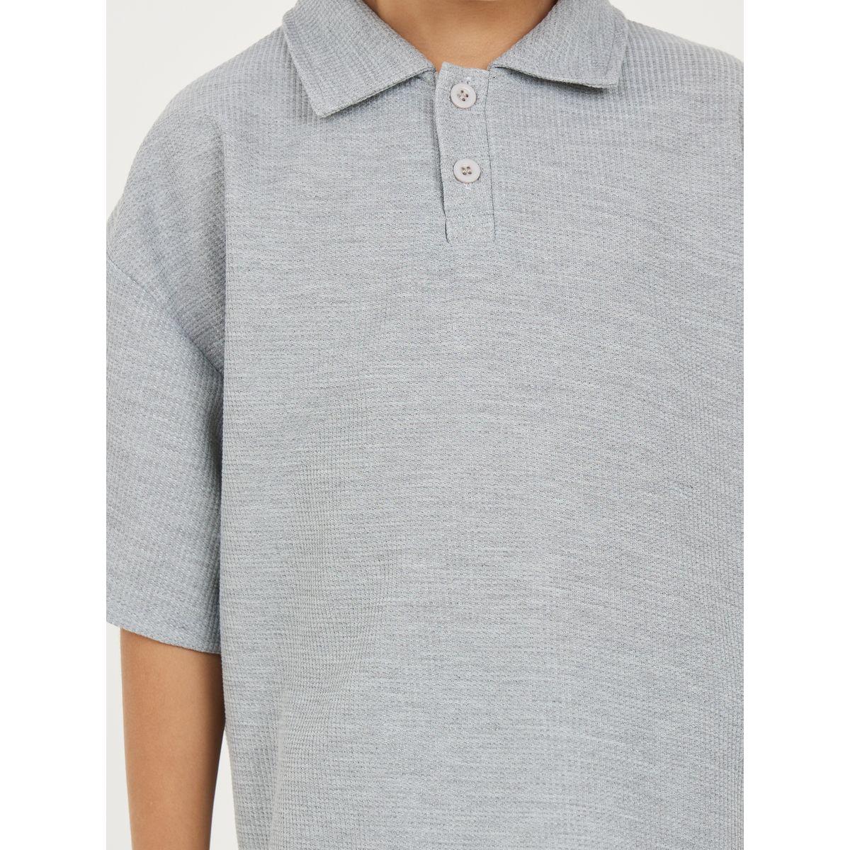 Styli Oversized Drop Shoulder Polo T-shirt & Short Set-boys-clothing-setsandcoords-image-3