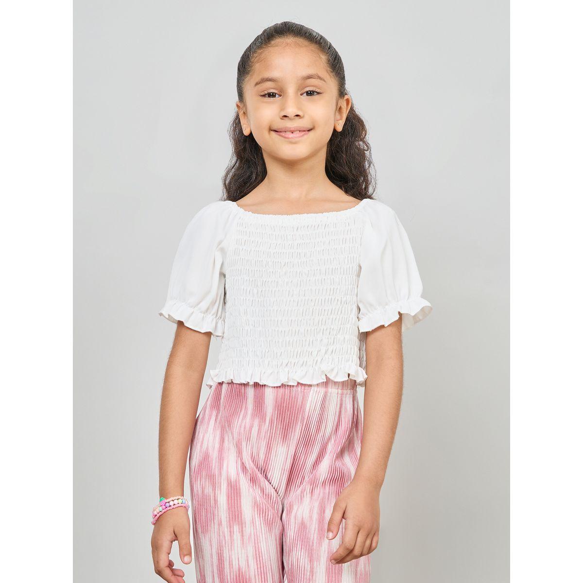Styli Smocked Crop Top with Puff Sleeves-girls-clothing-tshirts-image-1