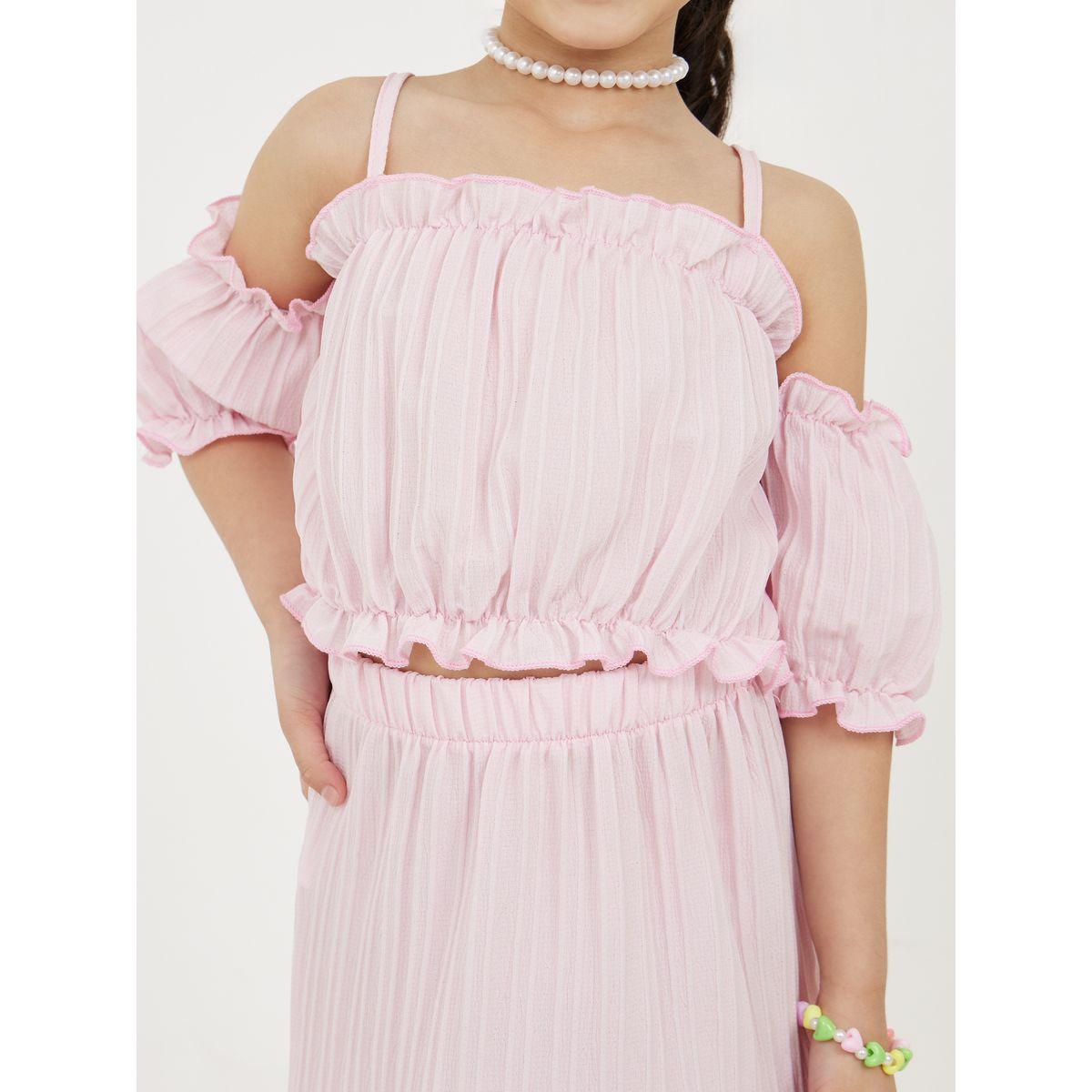 مجموعة من تنورة وبلوزة باكتاف مكشوفة-girls-clothing-setsandcoords-image-4