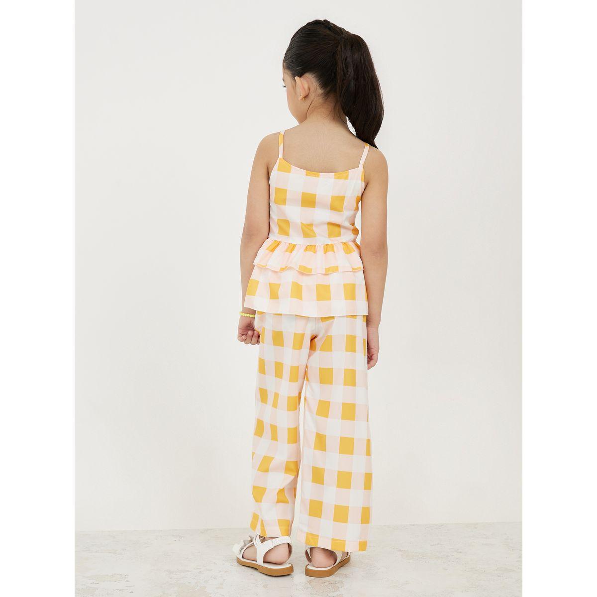 Styli Checked Layer Hem Peplum Top & Wide Leg Pant Set-girls-clothing-setsandcoords-image-4
