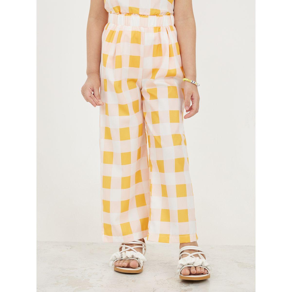 Styli Checked Layer Hem Peplum Top & Wide Leg Pant Set-girls-clothing-setsandcoords-image-5