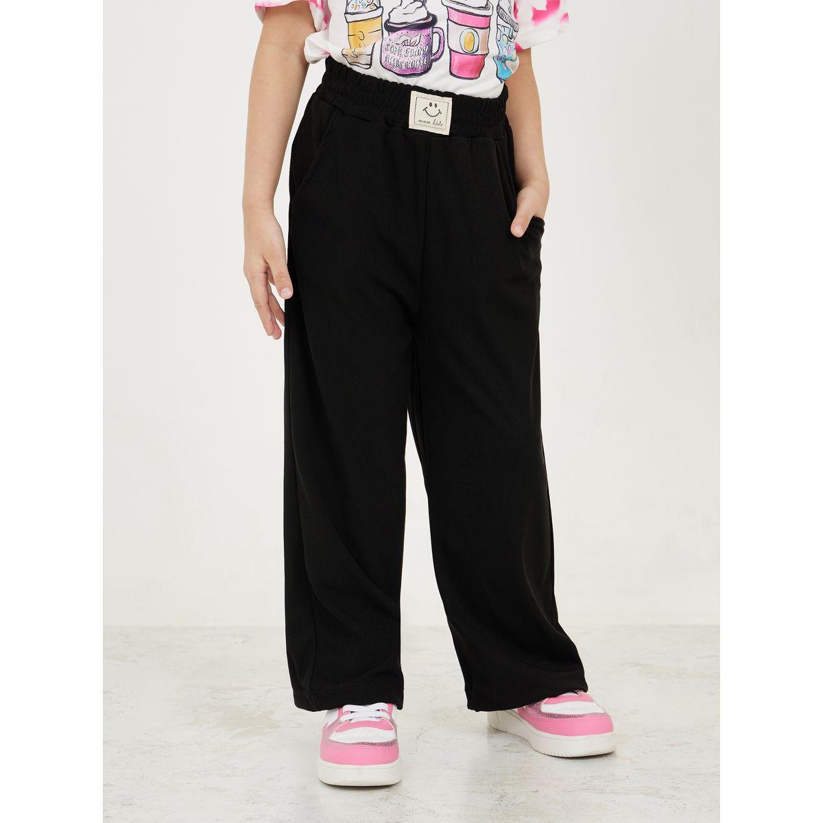 Styli Patch Detail Wide Leg Pants with Pockets-girls-clothing-bottoms-trousers-image-1