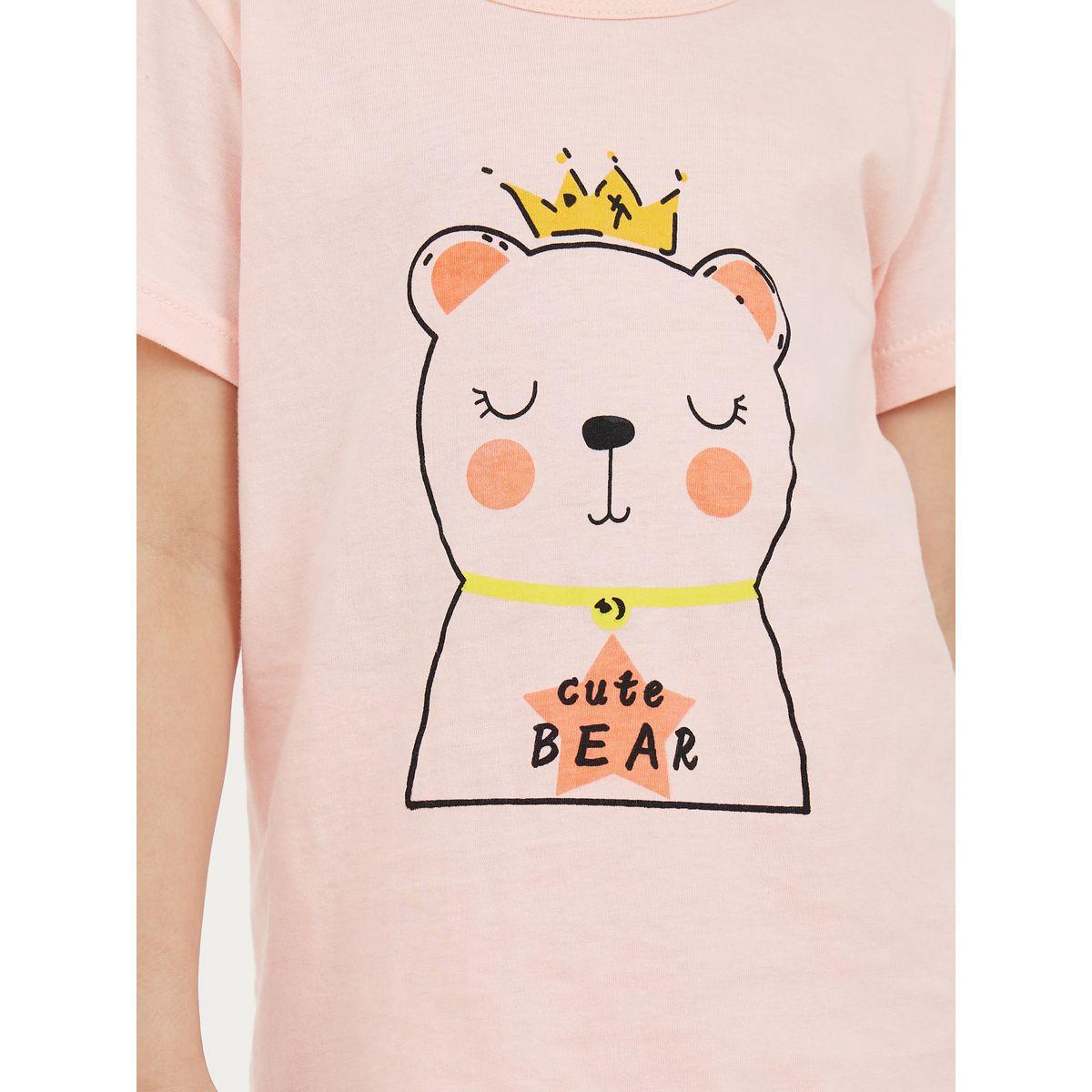 Styli Graphic Print Short Sleeve T-Shirt & Shorts Set-girls-clothing-nightwear-image-2