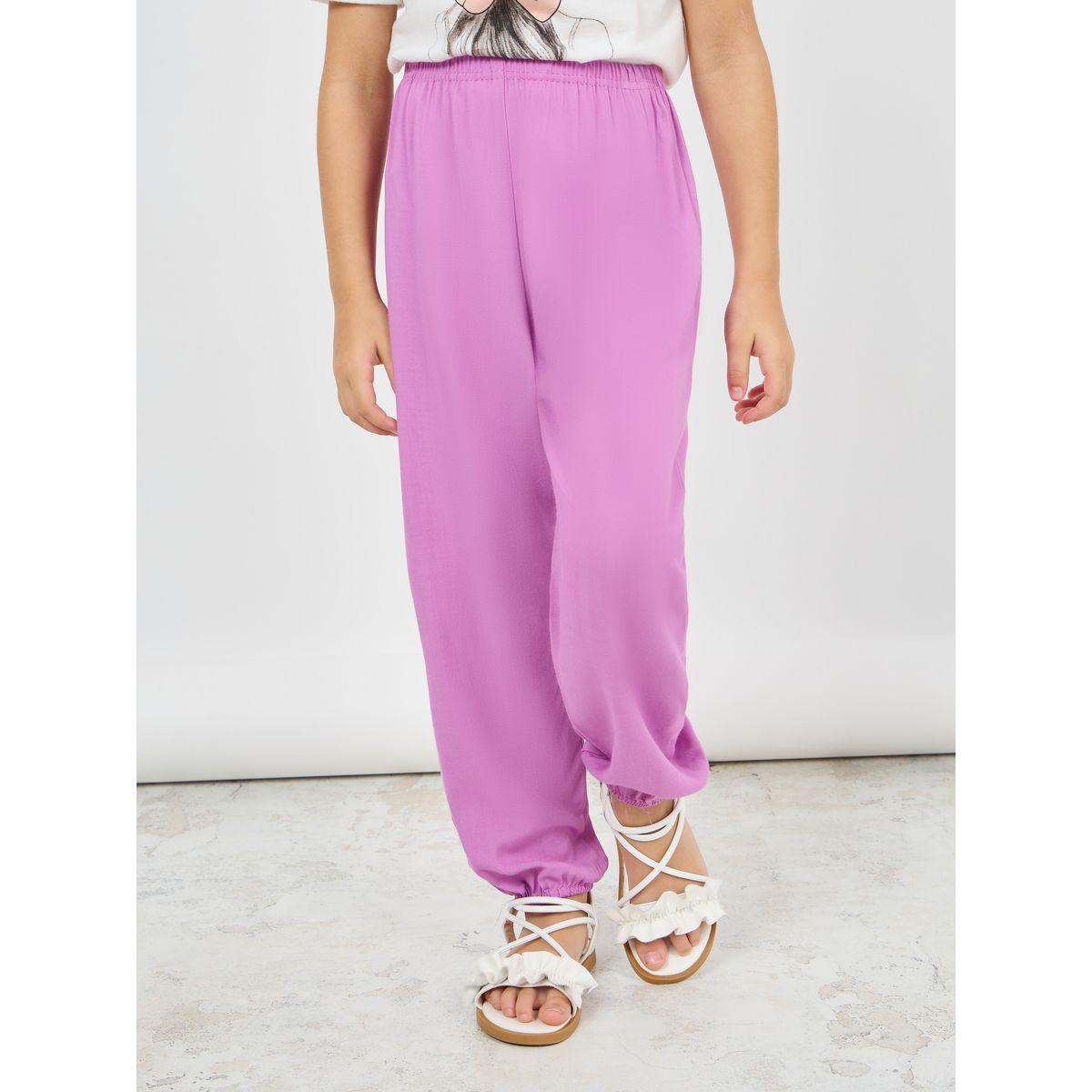 Styli Solid Lightweight Pants with Elastic Cuff-girls-clothing-bottoms-trousers-image-1