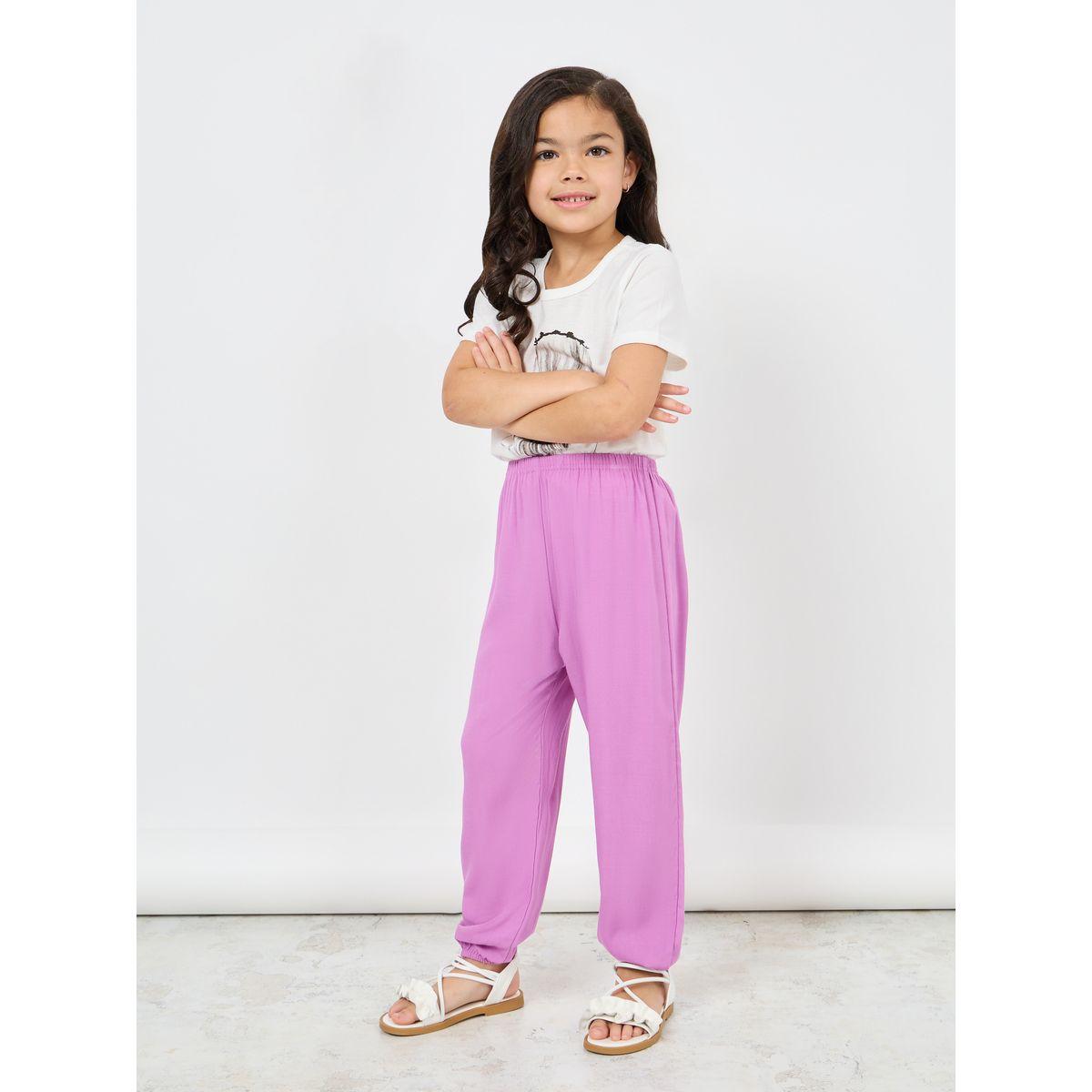 Styli Solid Lightweight Pants with Elastic Cuff-girls-clothing-bottoms-trousers-image-2