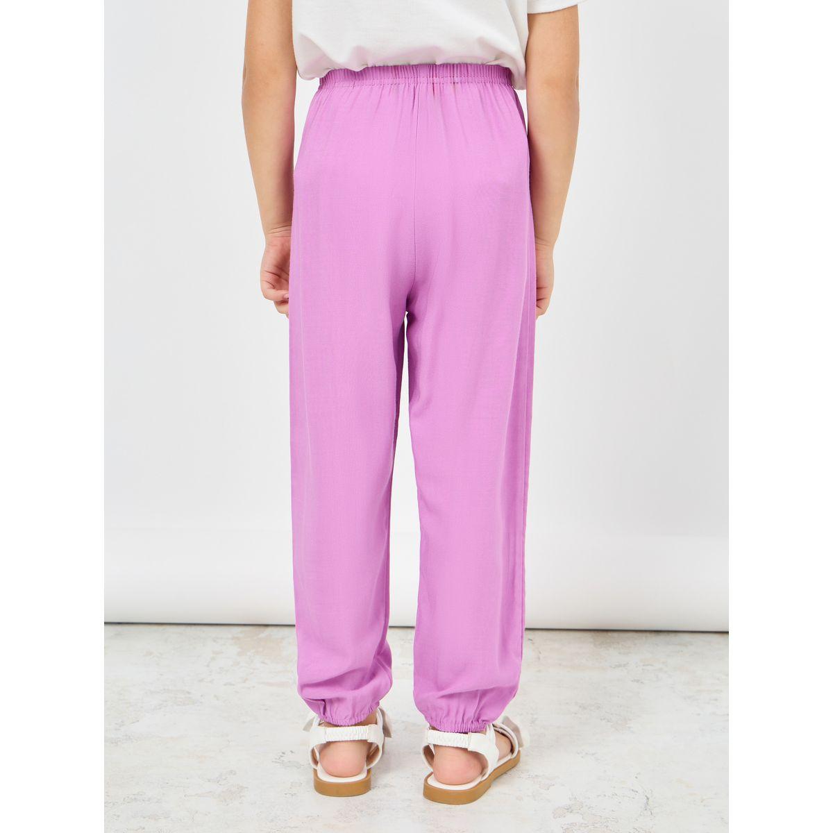 Styli Solid Lightweight Pants with Elastic Cuff-girls-clothing-bottoms-trousers-image-4