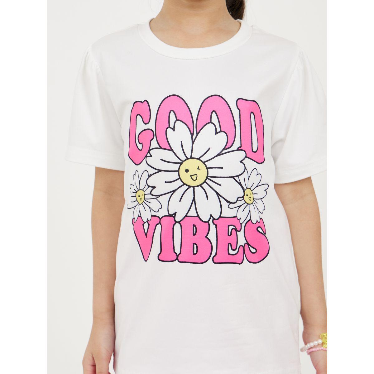 Styli Good Vibes Print T-Shirt & Ruffle Trim Skirt Set-girls-clothing-setsandcoords-image-3