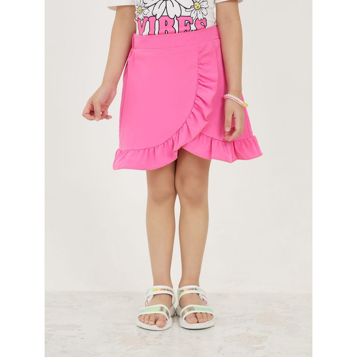 Styli Good Vibes Print T-Shirt & Ruffle Trim Skirt Set-girls-clothing-setsandcoords-image-4