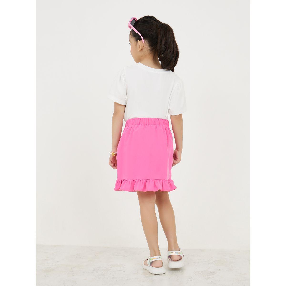 Styli Good Vibes Print T-Shirt & Ruffle Trim Skirt Set-girls-clothing-setsandcoords-image-5