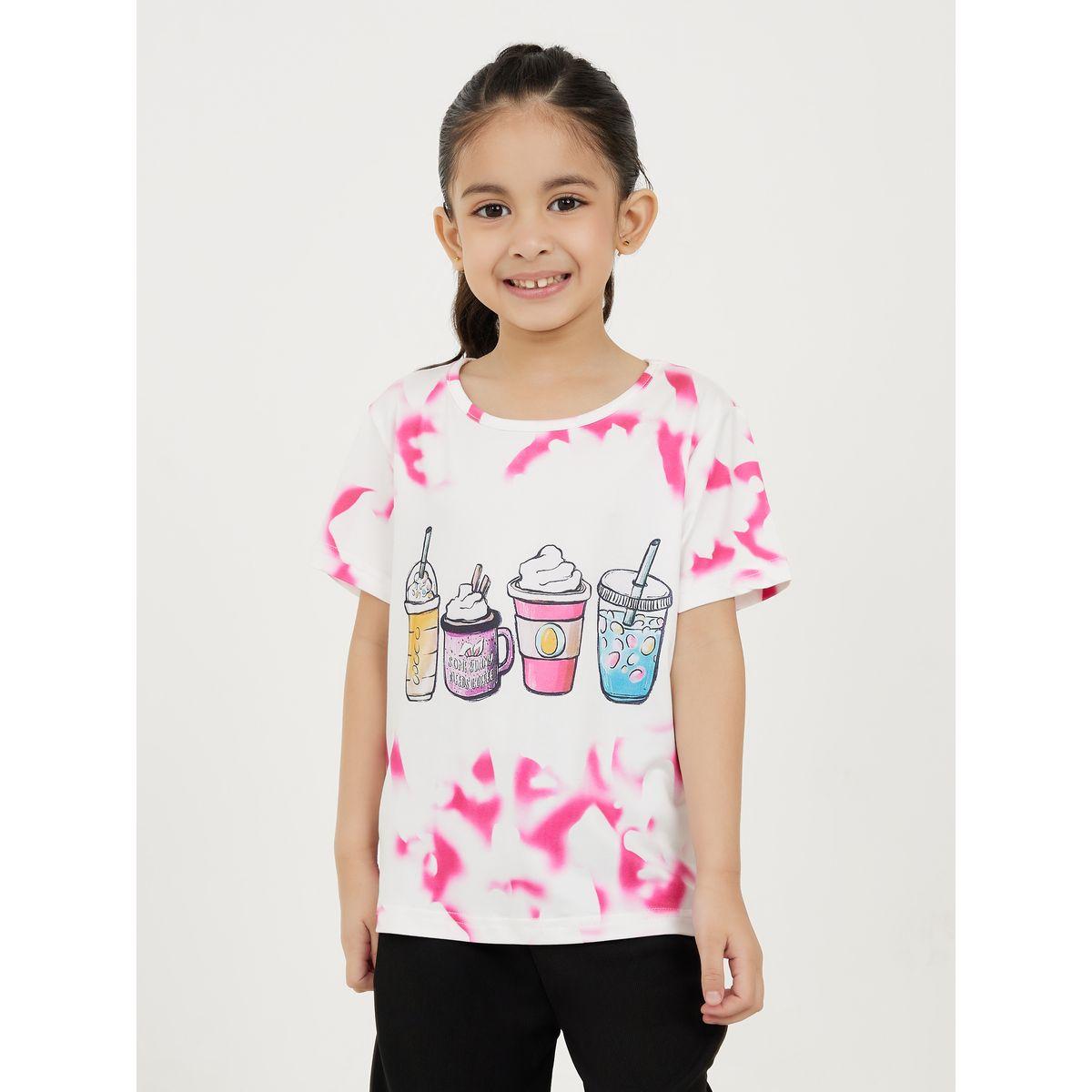 Styli Tie Dye Graphic Print T-Shirt with Short Sleeves-girls-clothing-tshirts-image-1
