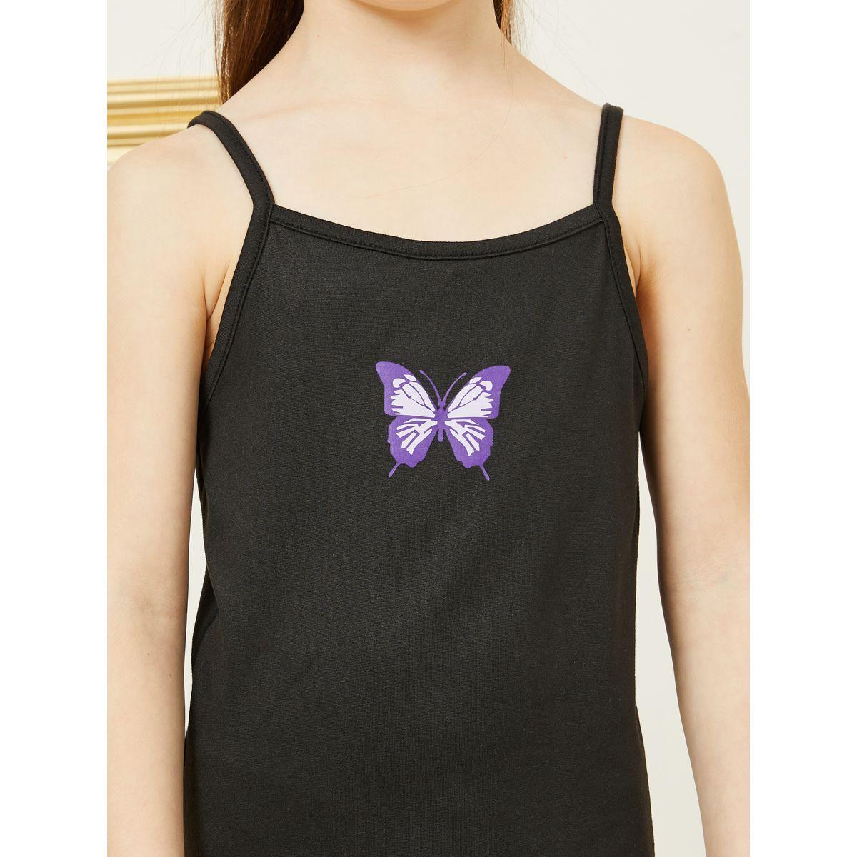 Styli Butterfly Applique Crop Top and Cami Dress Set-girls-clothing-setsandcoords-image-6