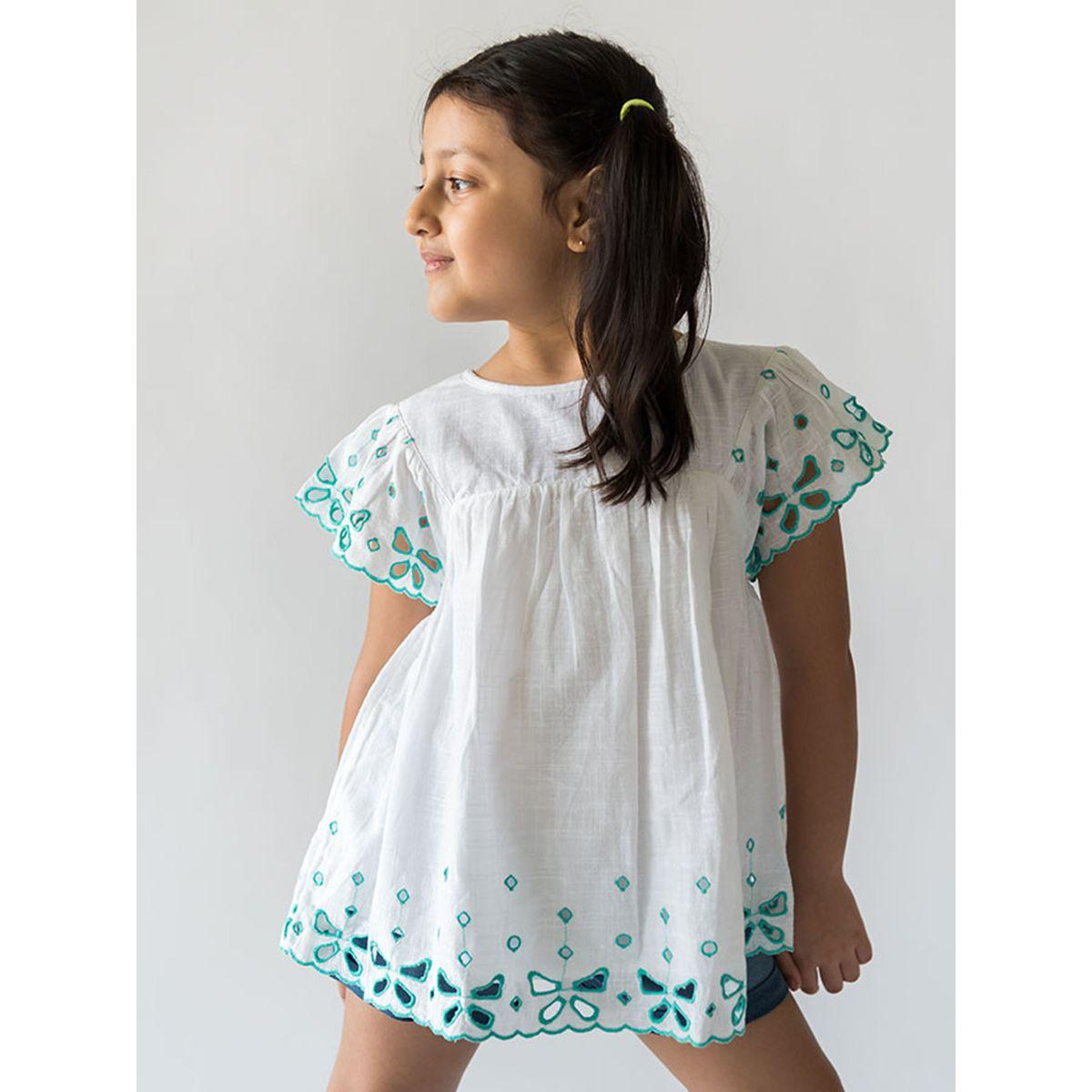 Styli Contrast Broderie Tunic Top-girls-clothing-blousesandshirts-image-1