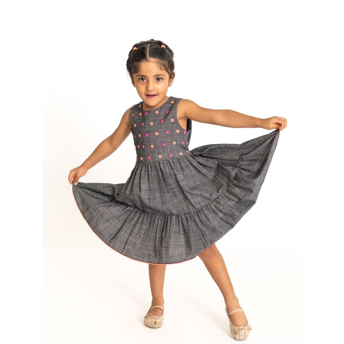 Styli Floral Embroidered Striped A-Line Dress-girls-clothing-dressesandjumpsuits-image-5