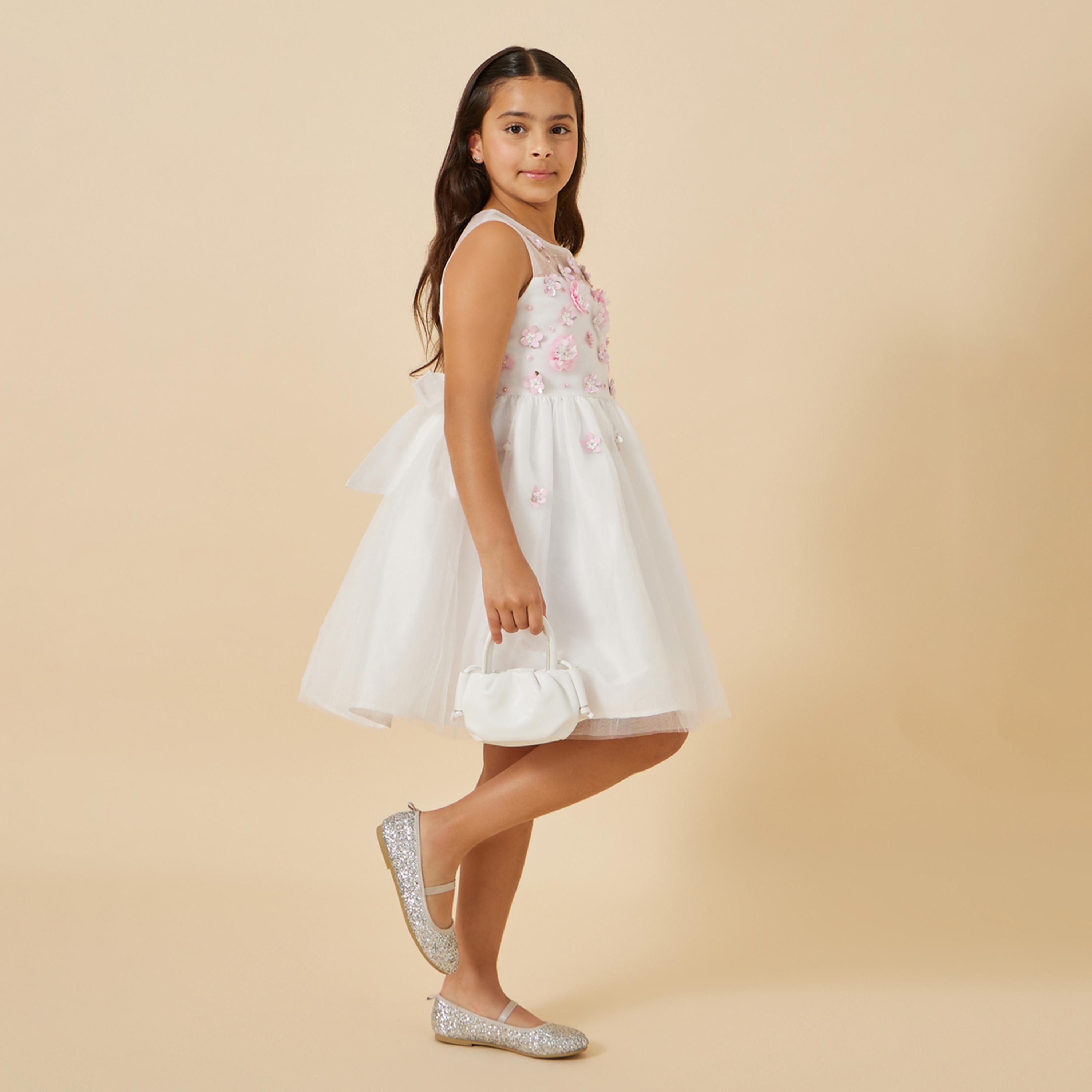 Styli Mesh Insert Flowers Corsage Sleeveless Dress-girls-clothing-dressesandjumpsuits-image-2