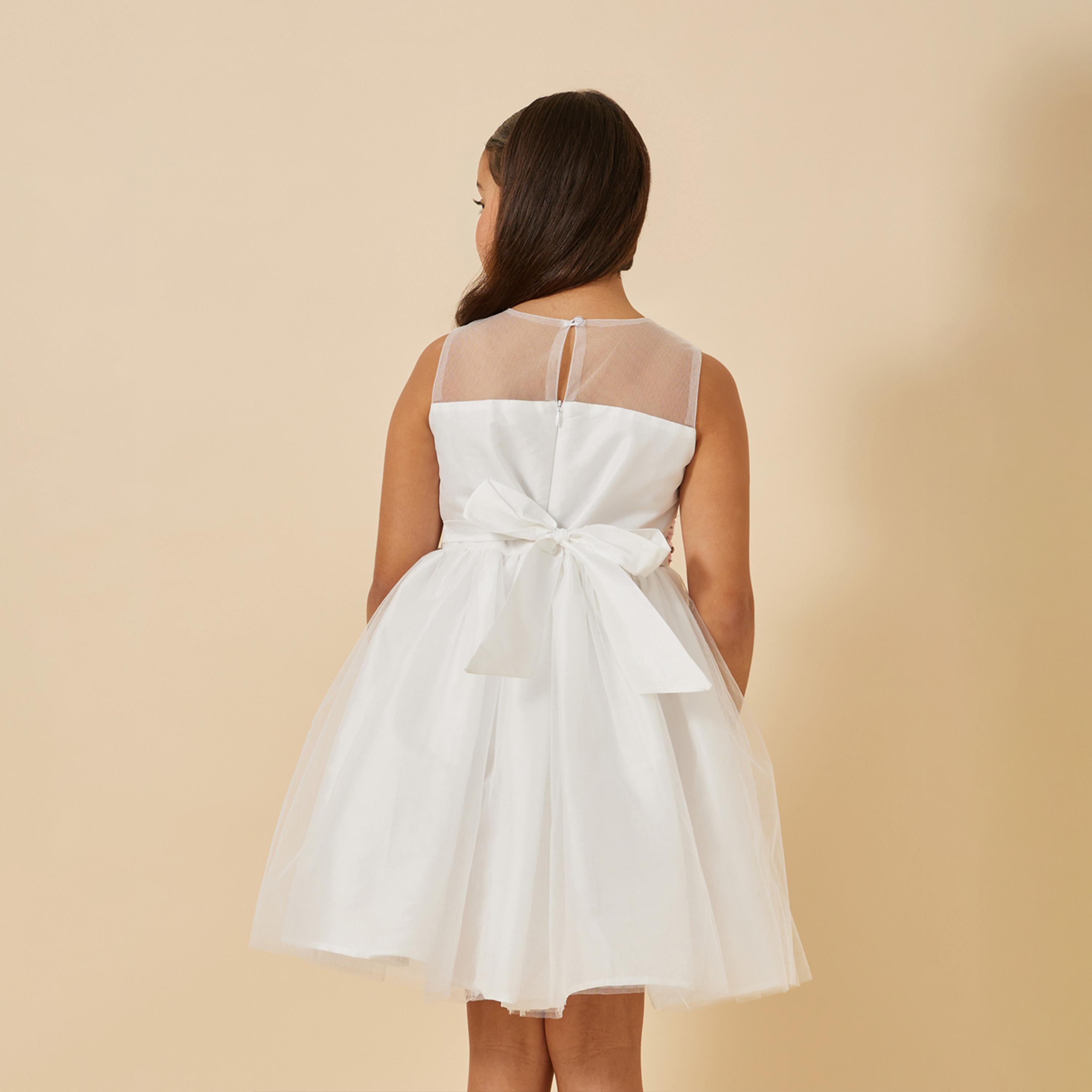 Styli Mesh Insert Flowers Corsage Sleeveless Dress-girls-clothing-dressesandjumpsuits-image-5