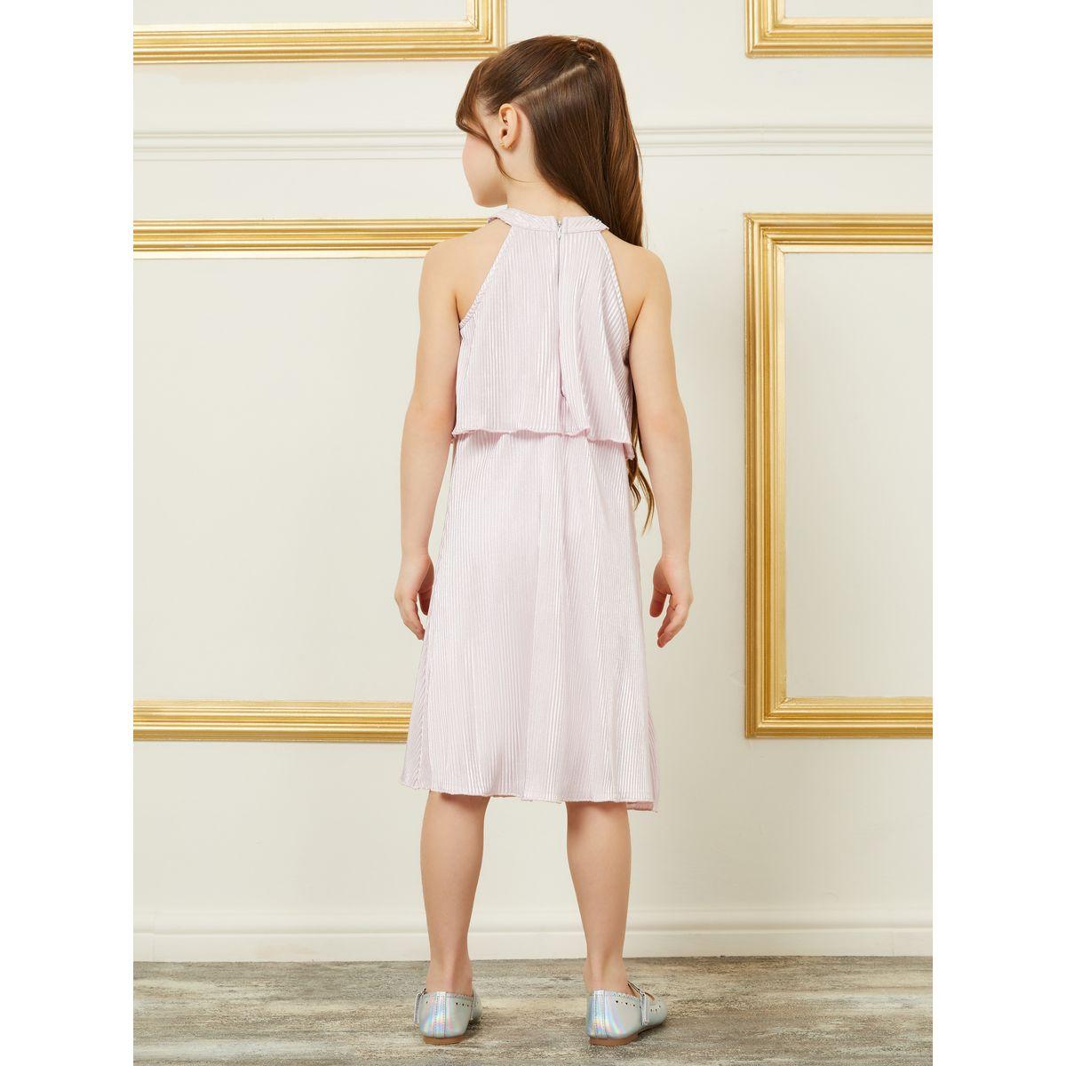 فستان بليسيه بلا اكمام وياقة هولتر-girls-clothing-dressesandjumpsuits-image-4