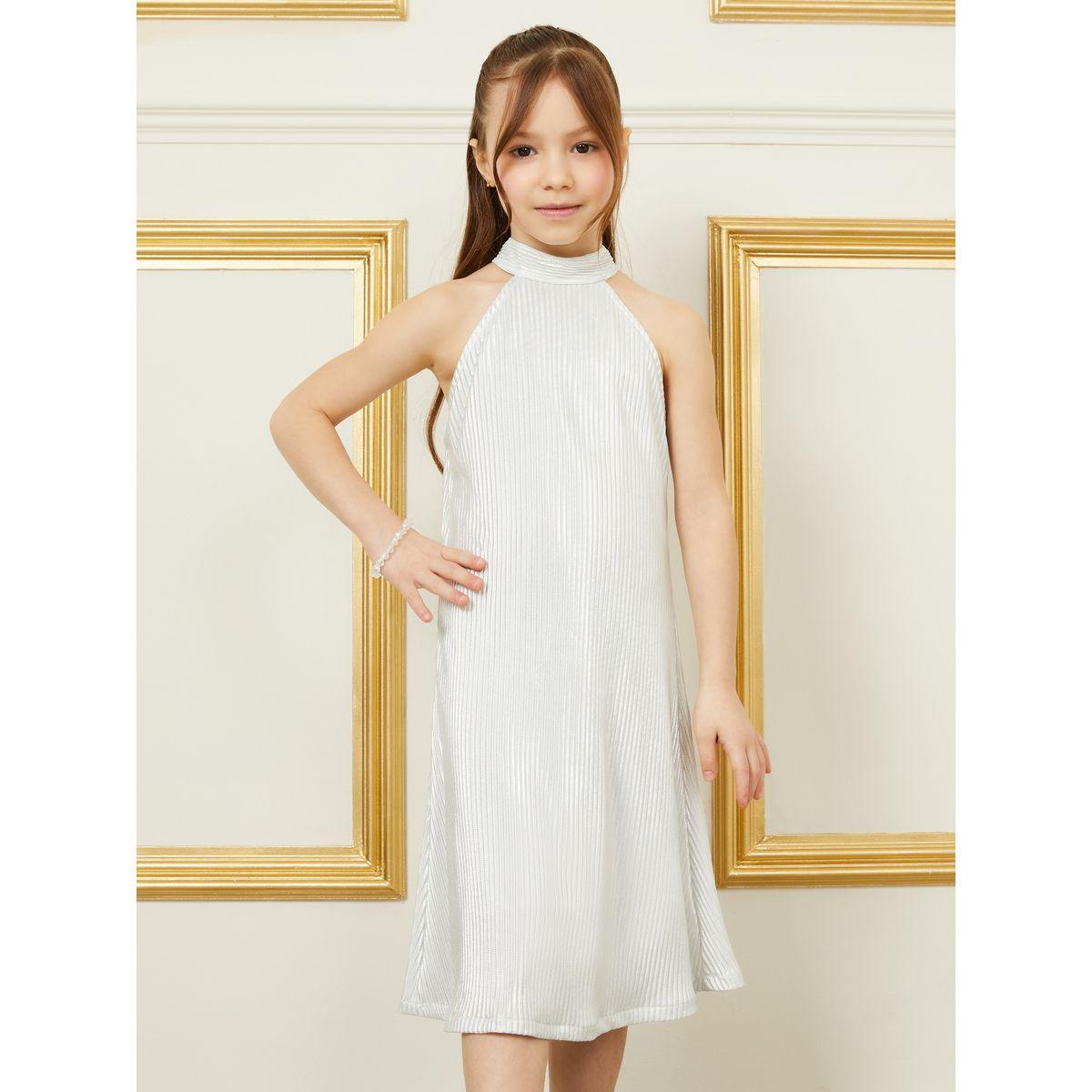 Styli Plisse Halter Neck Satin Dress with Keyhole Back-girls-clothing-dressesandjumpsuits-image-2
