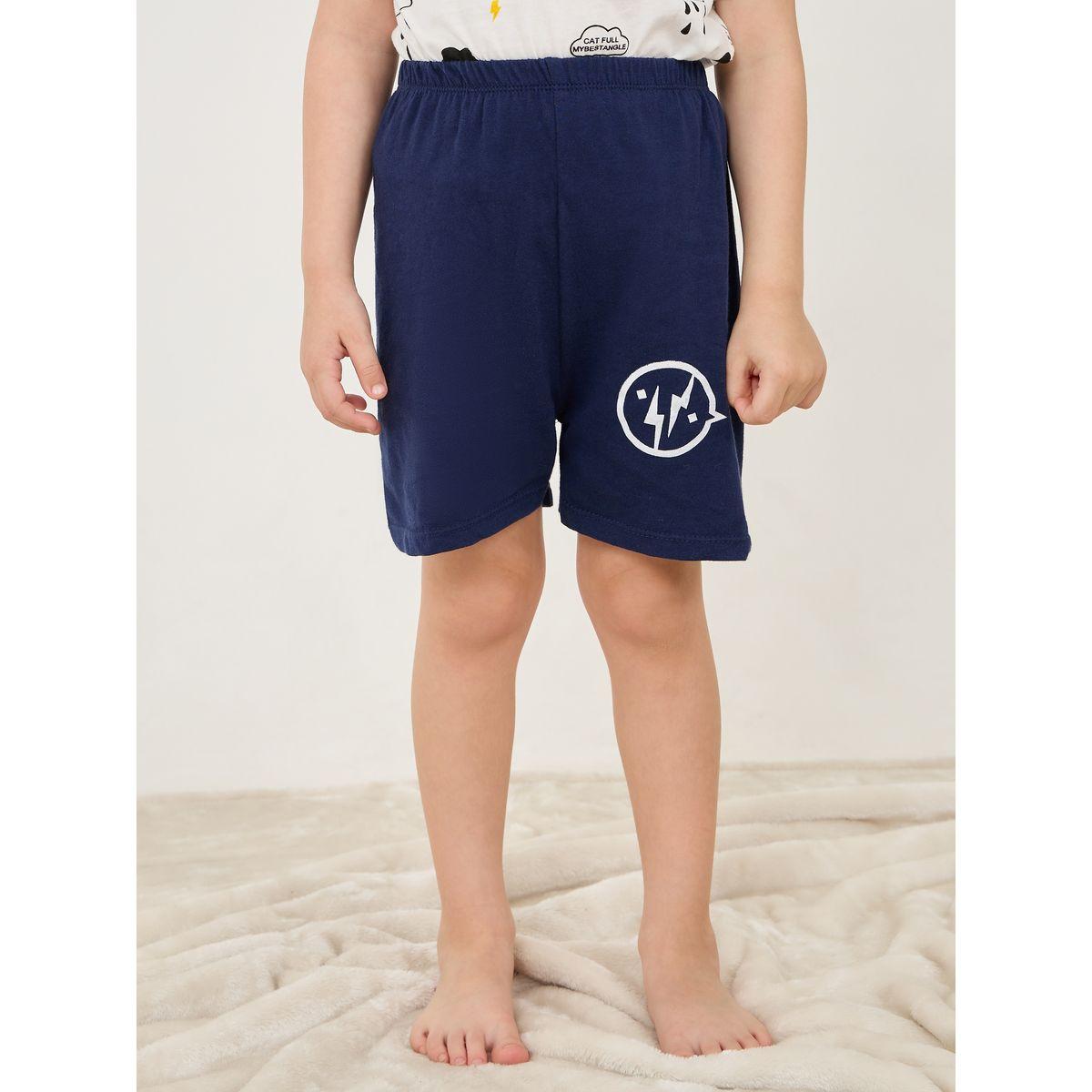 Styli All Over Cloud Print T-Shirt & Shorts Set-boys-clothing-nightwear-image-5