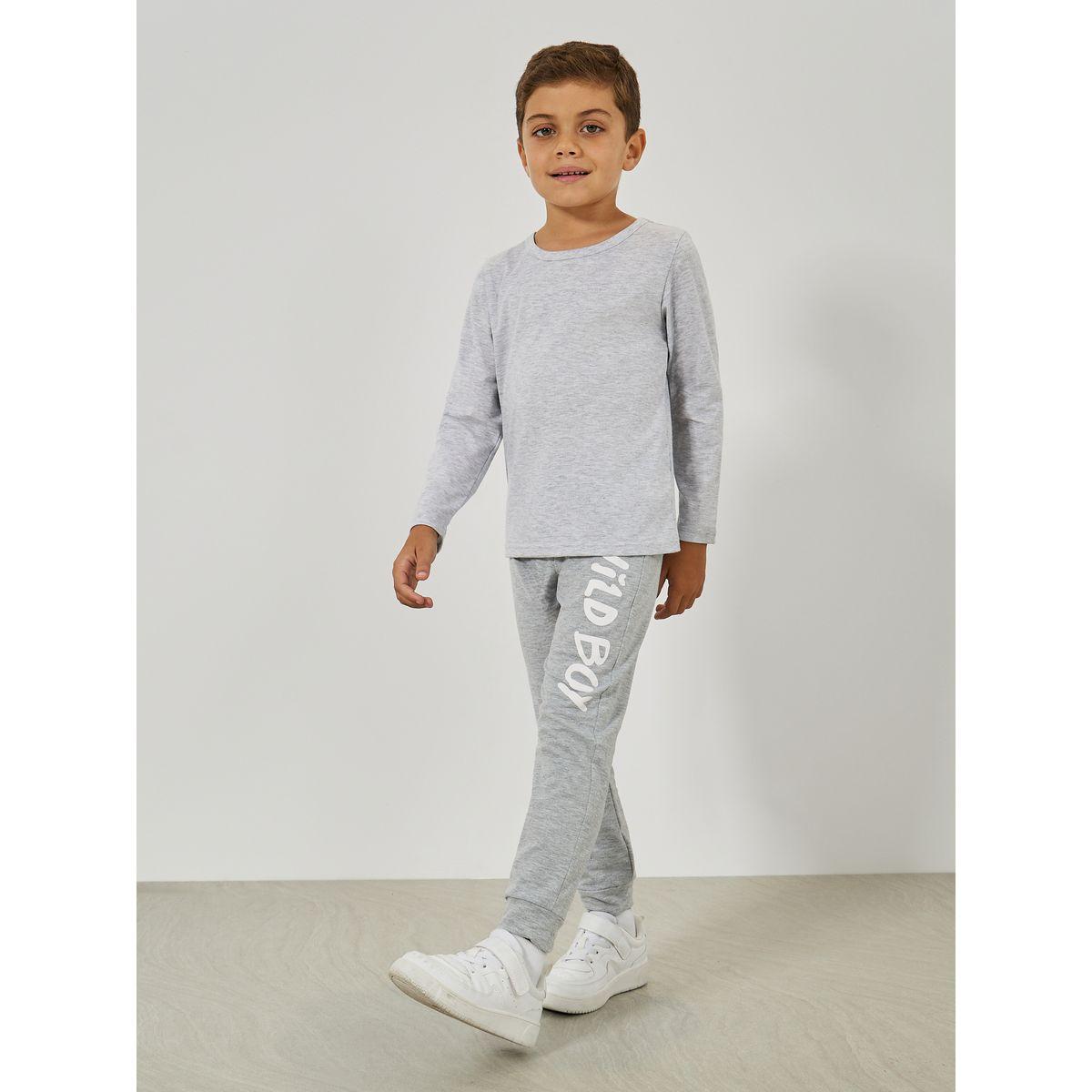 Styli Slogan Print Elastic Waistband Joggers-boys-clothing-bottoms-joggersandtrackpants-image-2