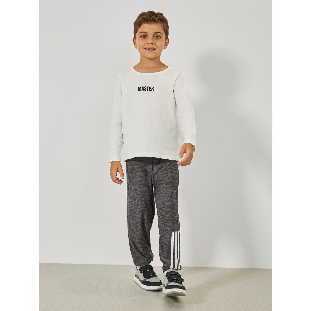 بنطال ميلانج مع حافة بتفاصيل مخططة-boys-clothing-bottoms-joggersandtrackpants-image-2