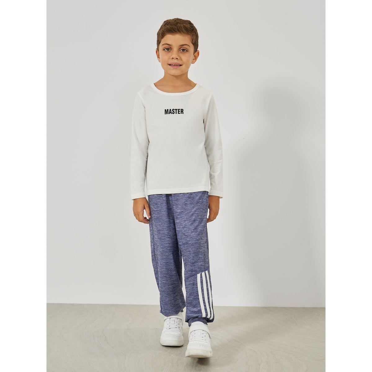 بنطال رياضي بنسيج ميلانج وحافة مخططة-boys-clothing-bottoms-joggersandtrackpants-image-2