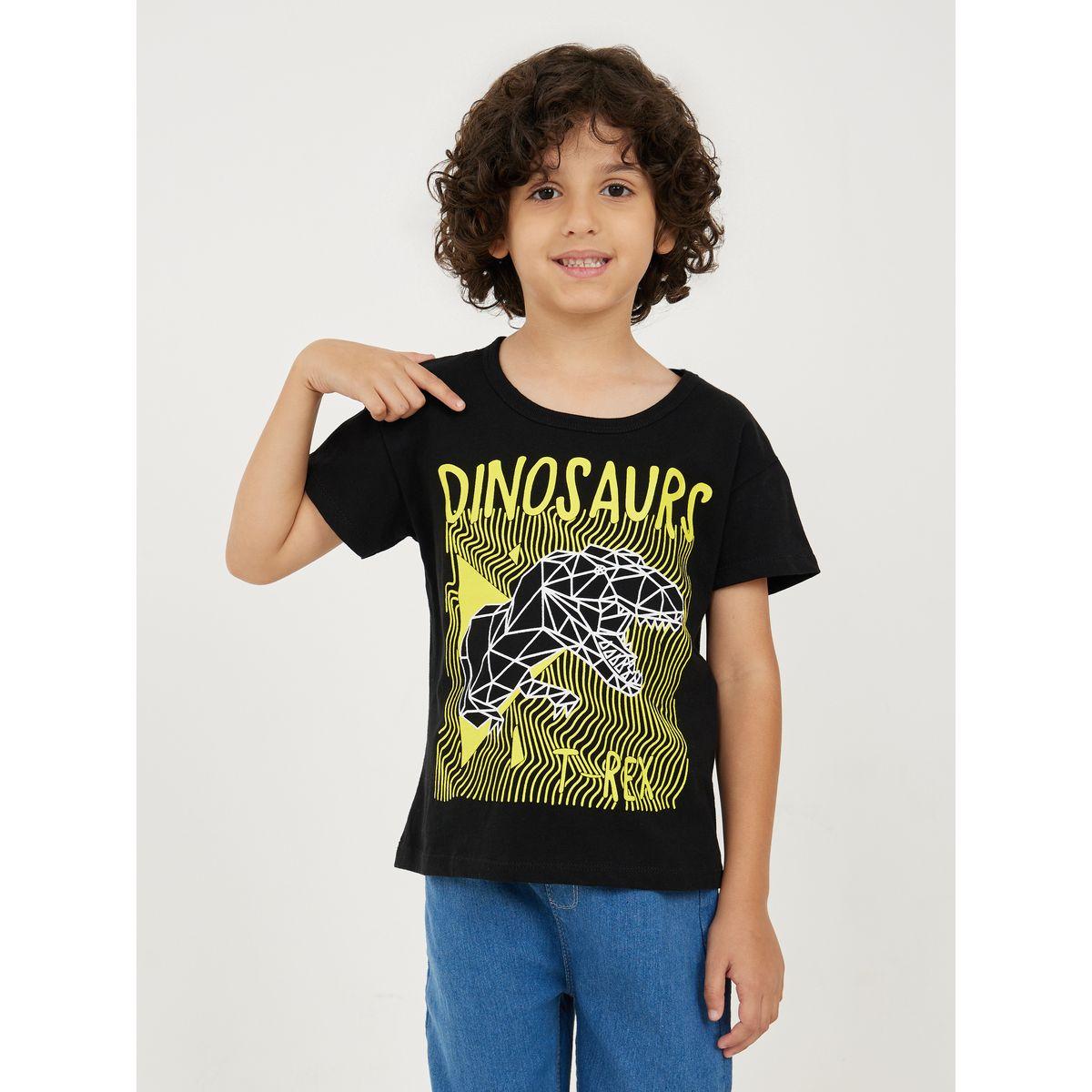 Styli Dinosaur Graphic Print T-Shirt with Short Sleeves-boys-clothing-tshirtsandpolos-image-1