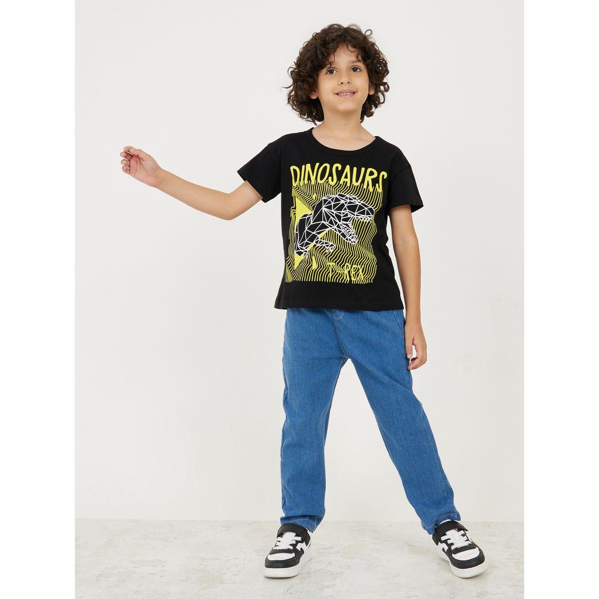 Styli Dinosaur Graphic Print T-Shirt with Short Sleeves-boys-clothing-tshirtsandpolos-image-2