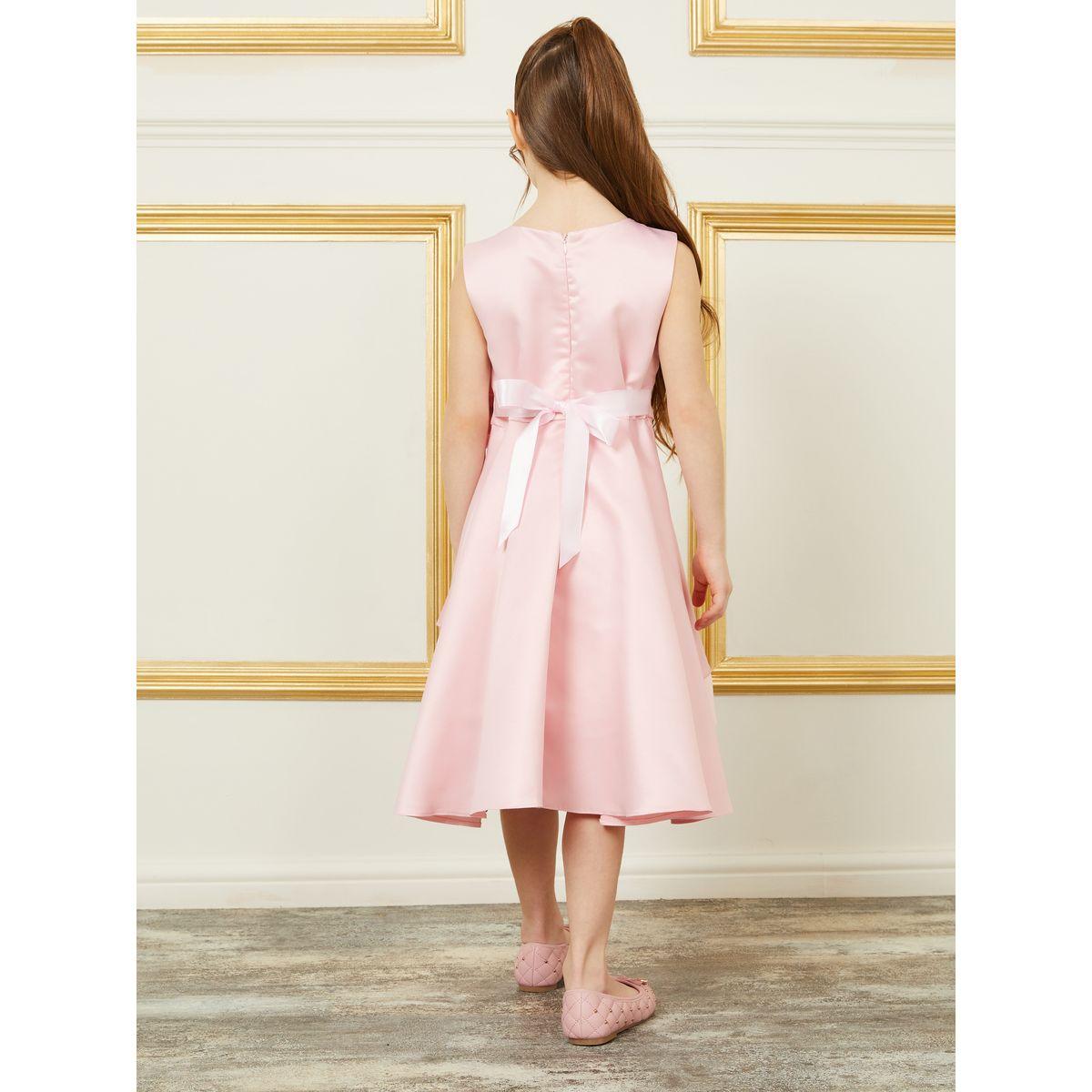 فستان بلا اكمام مزين بربطة فيونكة وكشكش-girls-clothing-dressesandjumpsuits-image-4