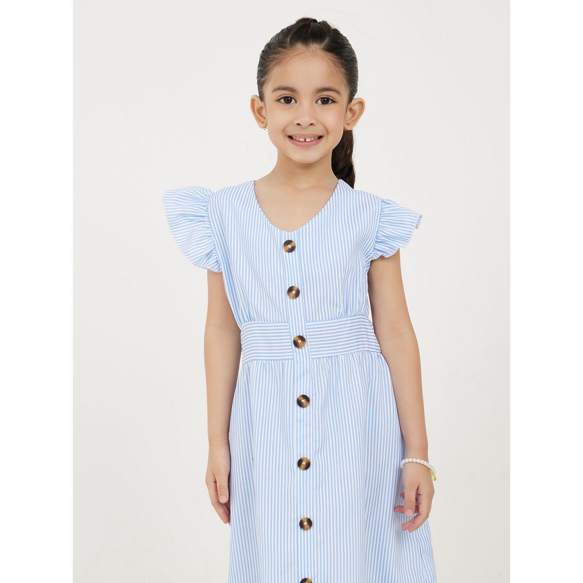 فستان مخطط باكمام كشكش وازرار-girls-clothing-dressesandjumpsuits-image-2