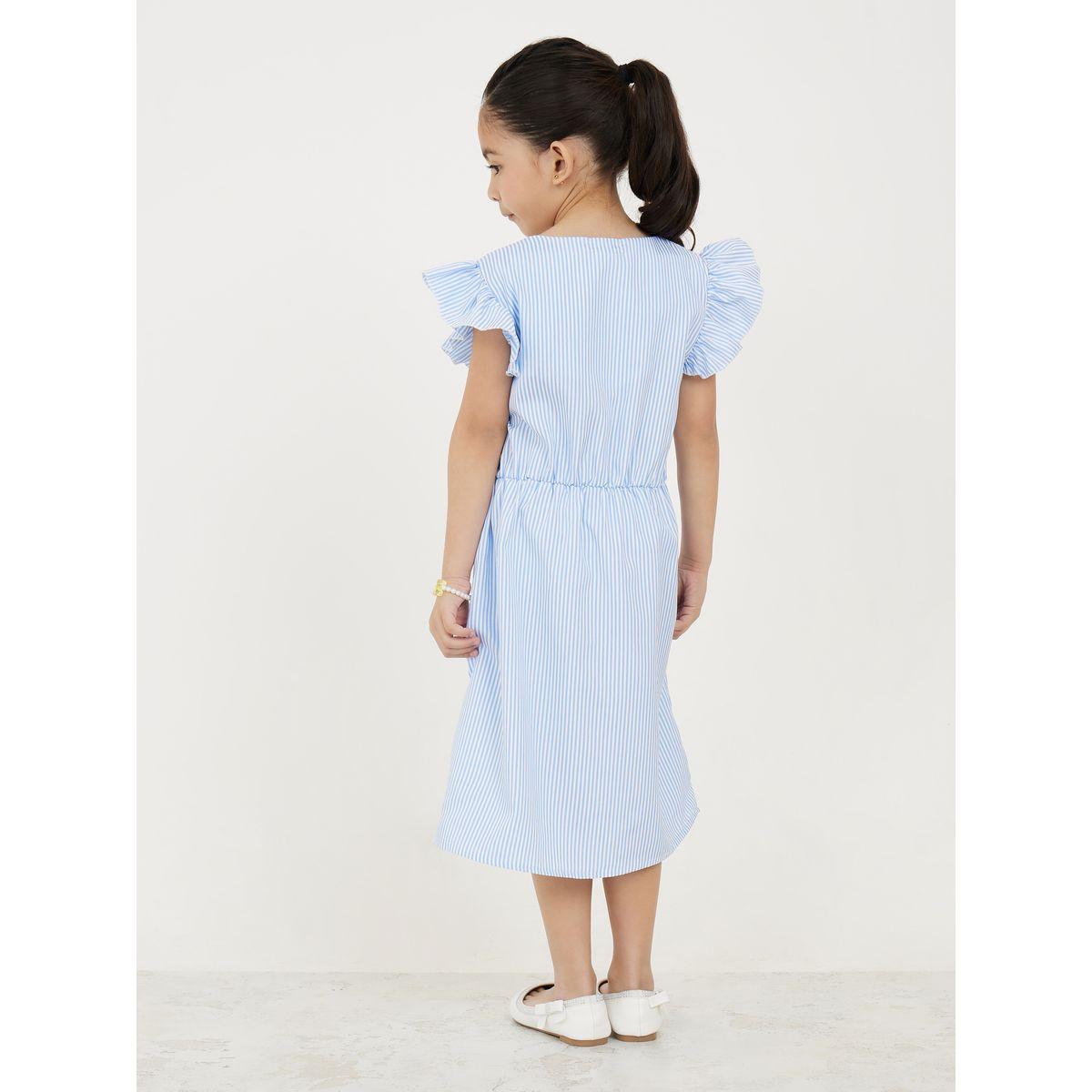 Styli Striped Ruffle Sleeves Button Front Smock Dress-girls-clothing-dressesandjumpsuits-image-4