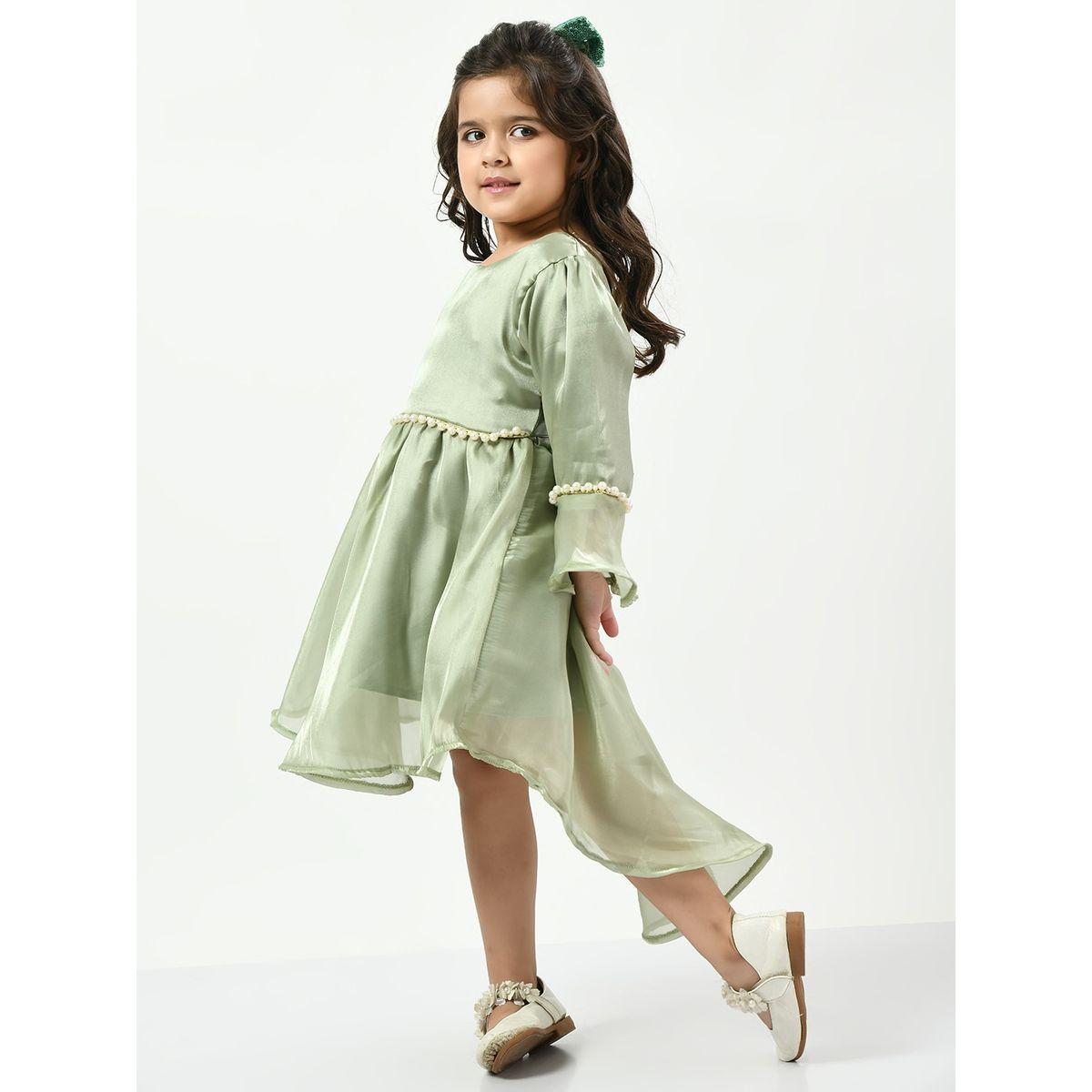 فستان بحافة غير متماثلة الطول مع اكمام فلوت-girls-clothing-dressesandjumpsuits-image-4