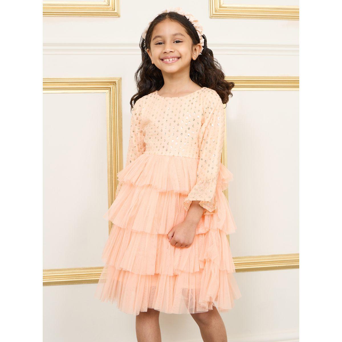 فستان مزين بالترتر مع كسرات وكشكش-girls-clothing-dressesandjumpsuits-image-1