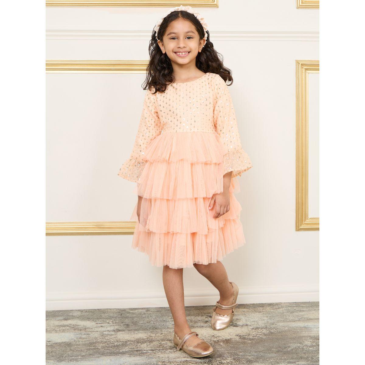 فستان مزين بالترتر مع كسرات وكشكش-girls-clothing-dressesandjumpsuits-image-2