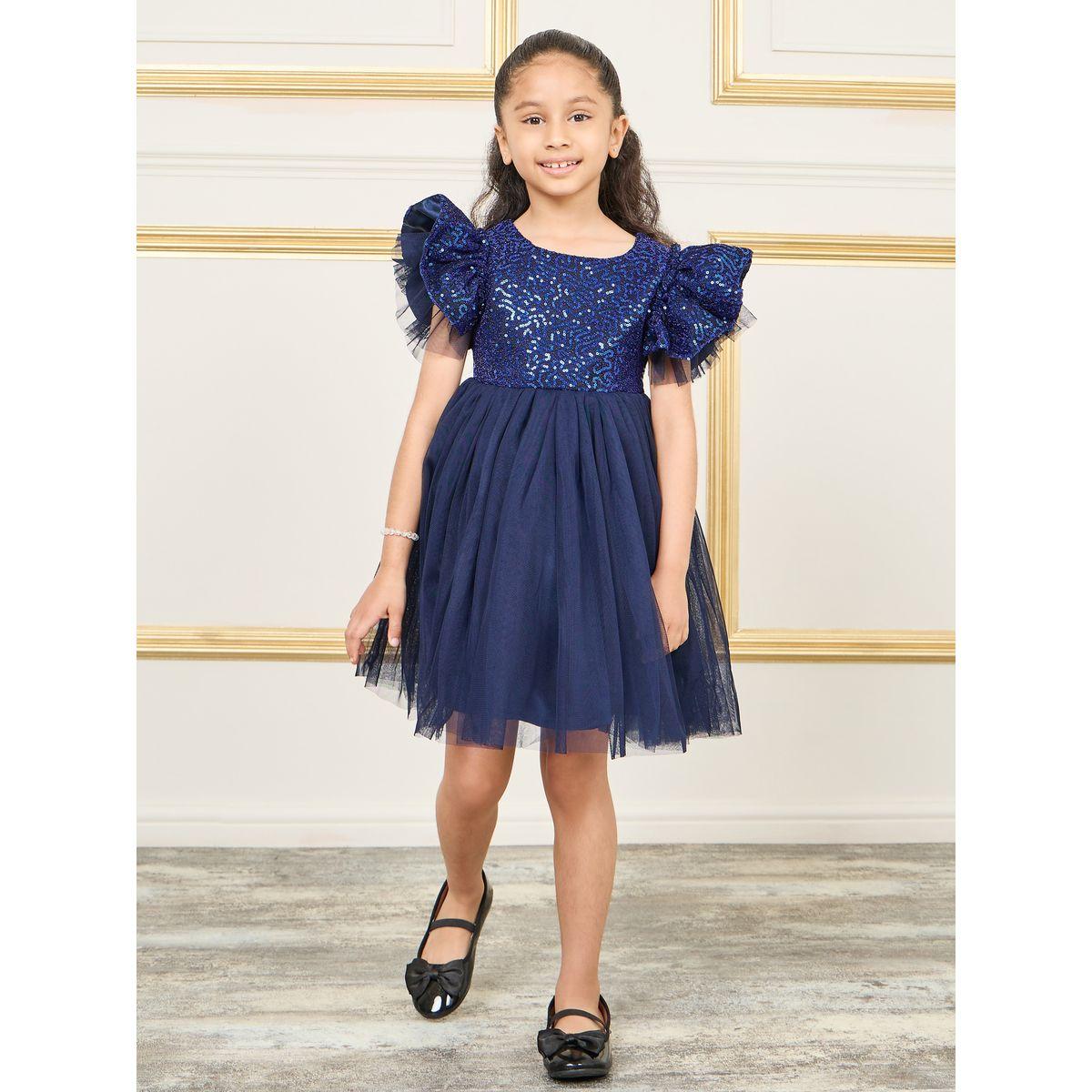 Styli Sequin Detail Mesh Insert Dress-girls-clothing-dressesandjumpsuits-image-1
