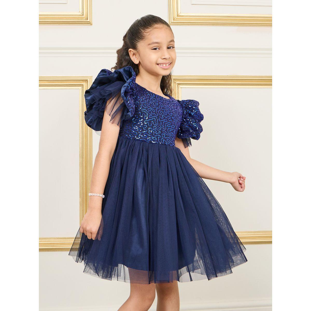 Styli Sequin Detail Mesh Insert Dress-girls-clothing-dressesandjumpsuits-image-2
