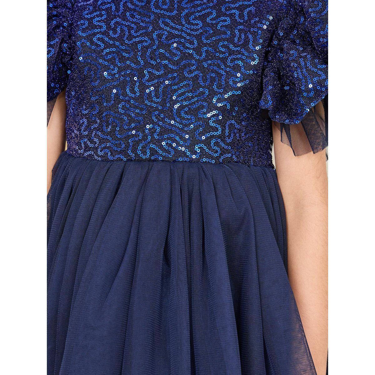 Styli Sequin Detail Mesh Insert Dress-girls-clothing-dressesandjumpsuits-image-3