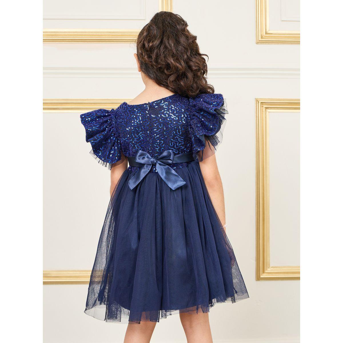 Styli Sequin Detail Mesh Insert Dress-girls-clothing-dressesandjumpsuits-image-4