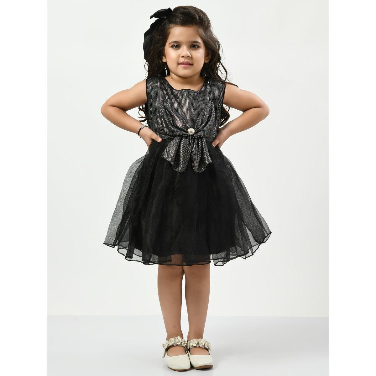 Styli Shiny Spot Print Bow Applique Mesh A-Line Dress-girls-clothing-dressesandjumpsuits-image-1