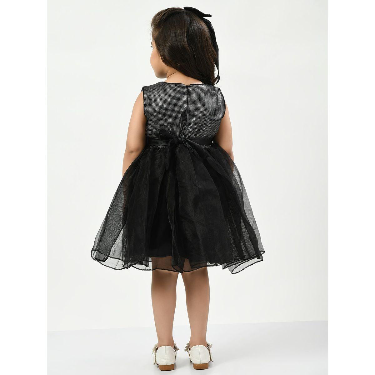 Styli Shiny Spot Print Bow Applique Mesh A-Line Dress-girls-clothing-dressesandjumpsuits-image-2