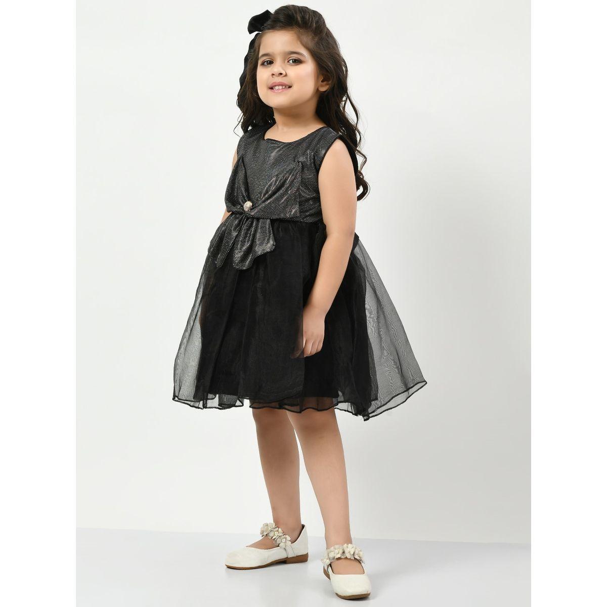 Styli Shiny Spot Print Bow Applique Mesh A-Line Dress-girls-clothing-dressesandjumpsuits-image-4