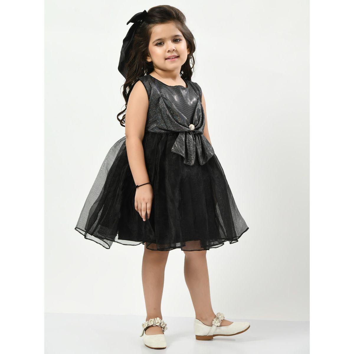 Styli Shiny Spot Print Bow Applique Mesh A-Line Dress-girls-clothing-dressesandjumpsuits-image-5