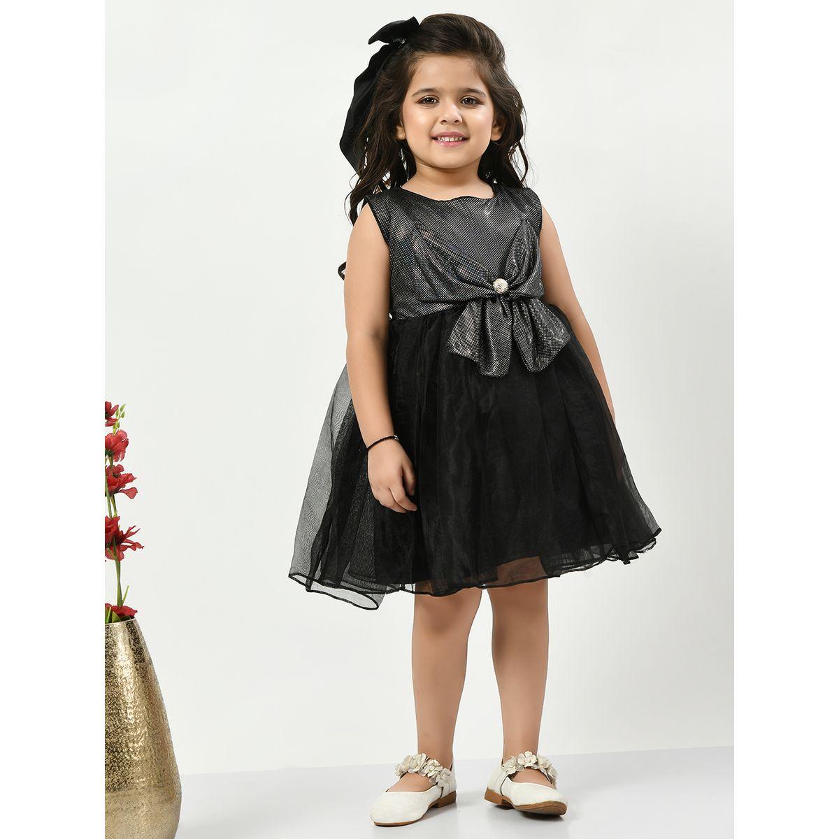 Styli Shiny Spot Print Bow Applique Mesh A-Line Dress-girls-clothing-dressesandjumpsuits-image-6