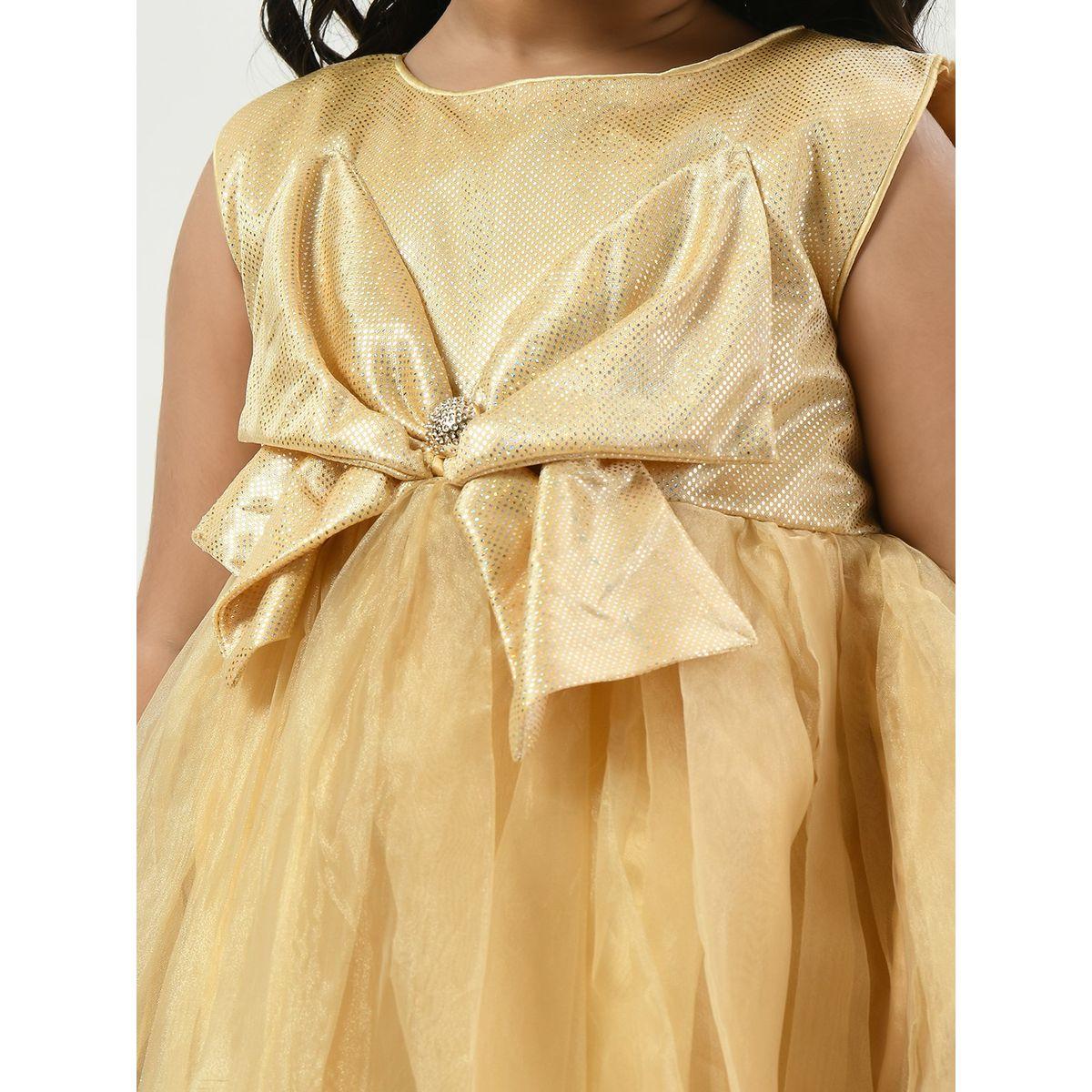 Styli Shiny Spot Print Bow Applique Mesh A-Line Dress-girls-clothing-dressesandjumpsuits-image-3