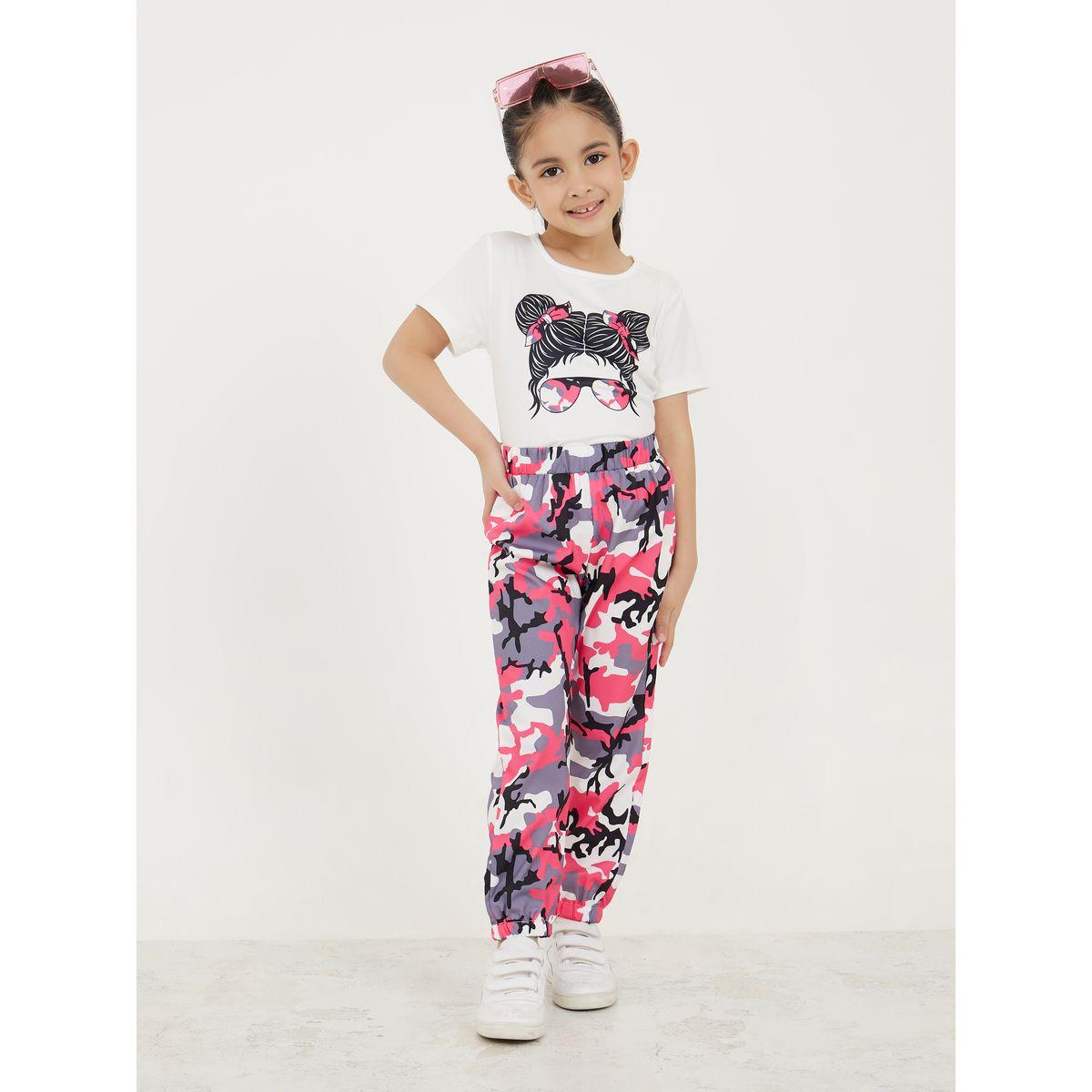 Styli Graphic Print T-Shirt with Short Sleeves & Pants Set-girls-clothing-setsandcoords-image-1