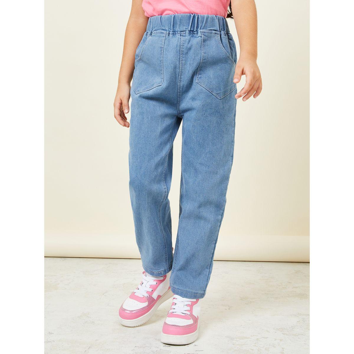 جينز خصر بتفصيل جيب ستيلي-girls-clothing-bottoms-jeansandjeggings-image-1