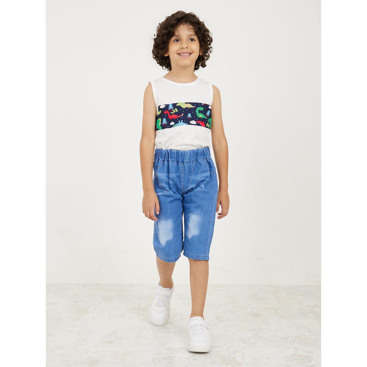 Styli Bleach Wash Straight Leg 3/4 Length Jeans-boys-clothing-bottoms-jeans-image-2