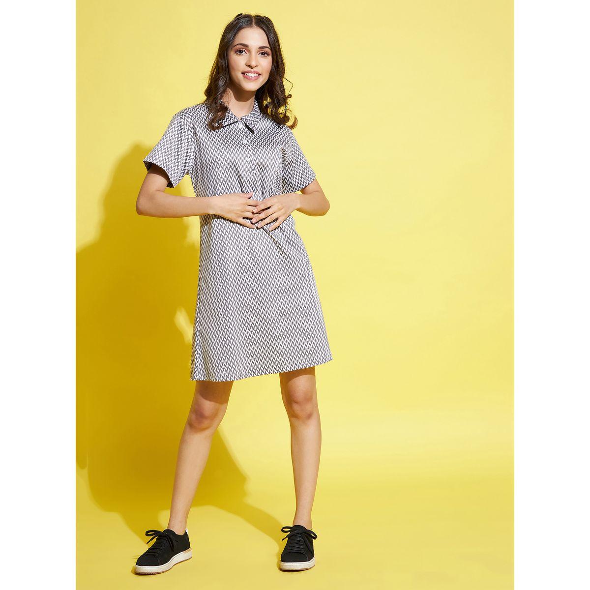 Noh-Voh X Styli  Herringbone Polo Shirt Dress with Short Sleeves-girls-clothing-dressesandjumpsuits-image-1