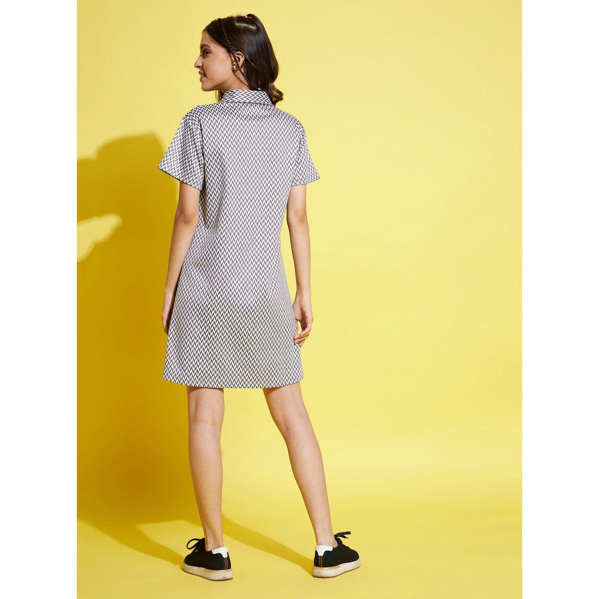 Noh-Voh X Styli  Herringbone Polo Shirt Dress with Short Sleeves-girls-clothing-dressesandjumpsuits-image-2